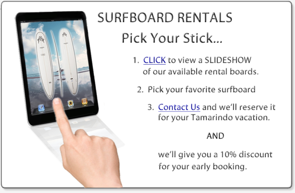 Rent a surfboard in Tamarindo, Costa Rica